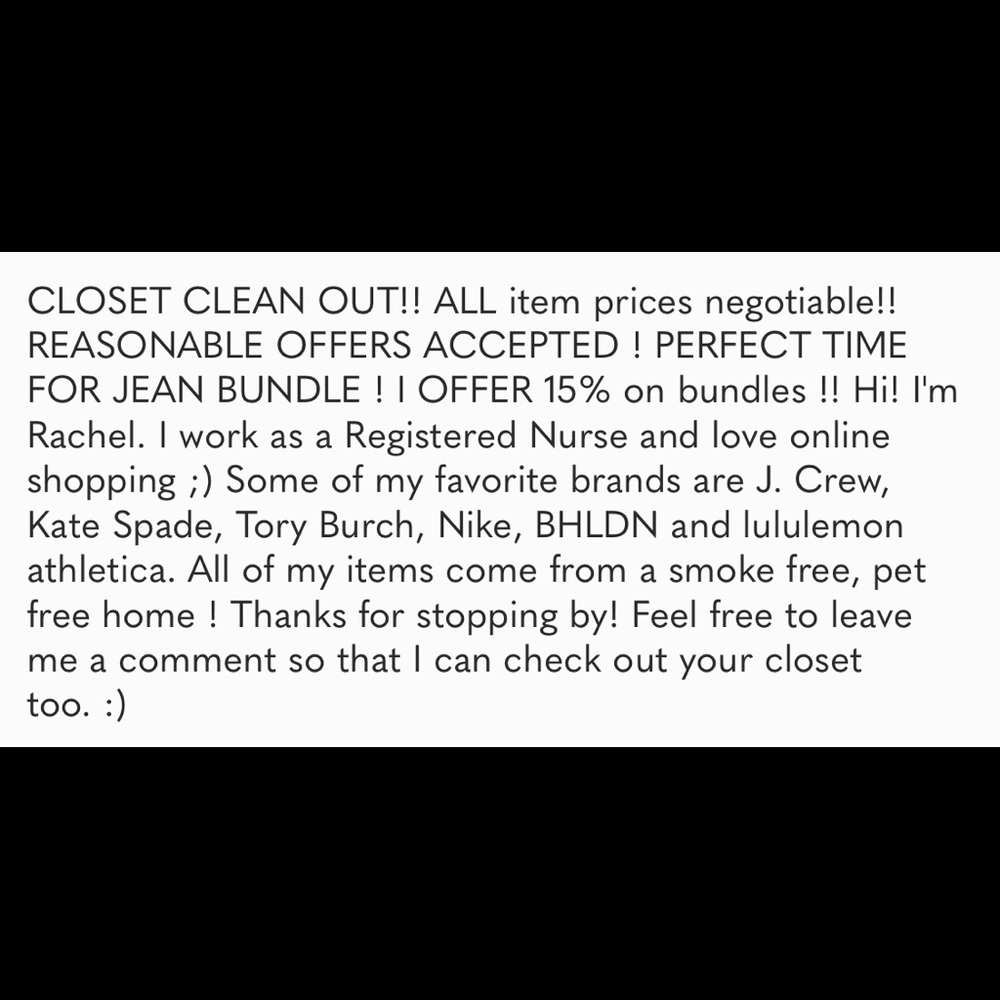 great deals on Jeans, dresses etc Reasonable Offers accepted !
